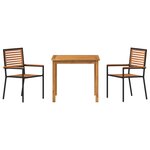 Ensemble de salle à manger de jardin 3 pièces vidaXL en poly rotin noir et acacia