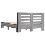 vidaXL Cadre de lit sonoma gris 135x190 cm bois d'ingénierie et métal