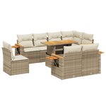 vidaXL Salon de jardin avec coussins 9 Pièces beige résine tressée