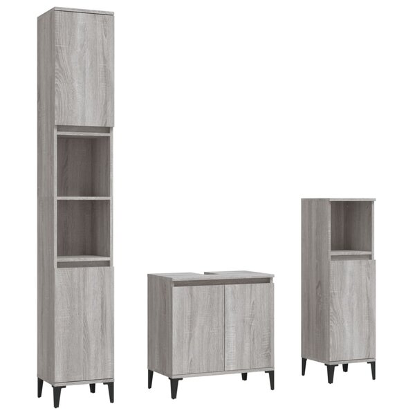 vidaXL Ensemble de meubles de salle de bain 3 Pièces Sonoma gris