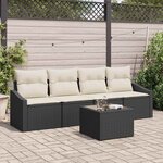 vidaXL Ensemble de canapé de jardin avec coussin 5 Pièces Noir et Crème
