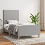 vidaXL Cadre de lit avec tête de lit Gris clair 100x200 cm Tissu