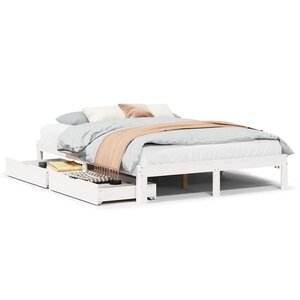 vidaXL Cadre de lit avec tiroirs sans matelas blanc 160x200 cm