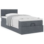 vidaXL Cadre de lit ottoman et matelas gris foncé 90x200 cm velours