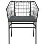 vidaXL Ensemble à manger de jardin et coussins 3 Pièces noir rotin verre