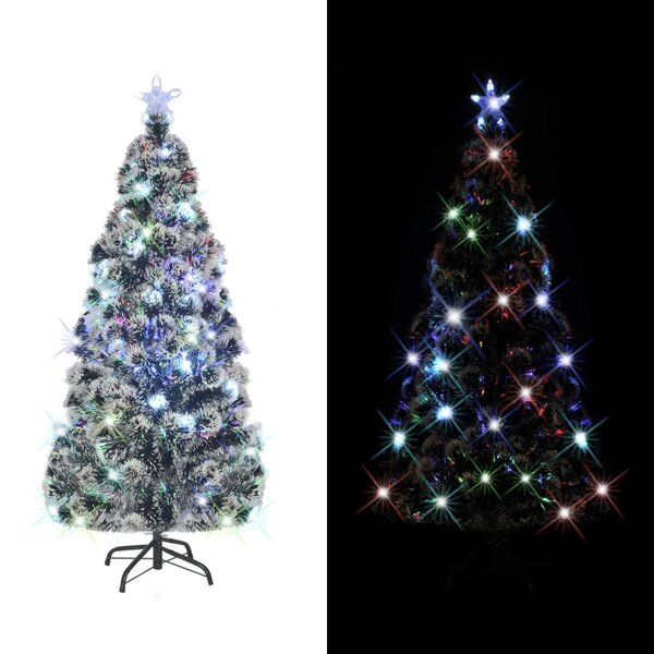 vidaXL Arbre de Noël pré-éclairé avec support 210 cm fibre optique