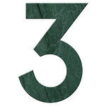 Numéro 3 - Numéro adhésif pour boîtes aux lettres- Pierre véritable 50 mm Malachite