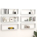 vidaXL Étagères cube murales 6 Pièces Blanc 80x15x26 5 cm Aggloméré