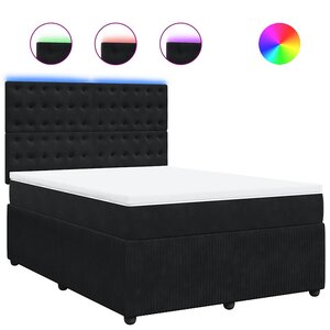 vidaXL Sommier à lattes de lit avec matelas Noir 140x190 cm Velours