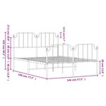 vidaXL Cadre de lit métal sans matelas et pied de lit blanc 140x190 cm