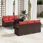 vidaXL Ensemble de canapé de jardin 7 Pièces Marron polyrotin