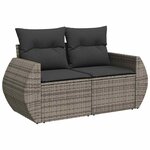 vidaXL Salon de jardin 9 Pièces avec coussins gris résine tressée