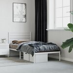 vidaXL Cadre de lit métal avec tête de lit blanc 100x200 cm