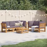 vidaXL Salon de jardin 6 Pièces avec coussins bois d'acacia solide