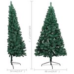 vidaXL Demi-arbre de Noël artificiel pré-éclairé et boules vert 120 cm