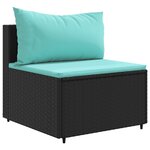 vidaXL Salon de jardin 5 Pièces avec coussins Noir Résine tressée