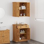 vidaXL Ensemble de mobilier de salle de bain avec tiroir avec étagère 2 Pièces Marron