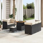 vidaXL Ensemble de canapé de jardin avec coussin 8 Pièces Noir et crème