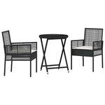 vidaXL Ensemble bistro de jardin 3 Pièces Noir Poly rotin
