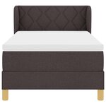 vidaXL Lit à Ressorts avec Matelas Crème 90x200 cm Tissu Marron foncé