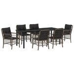 vidaXL ensemble de jardin de 7 pièces avec coussins gris en poly rattan