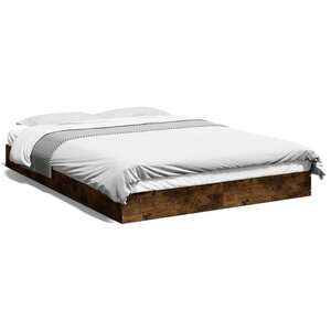 vidaXL Cadre de lit sans matelas chêne fumé 140x200 cm bois ingénierie