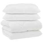 vidaXL Couette avec Oreillers 3 pc Blanc Microfibre et Plumes D'oie