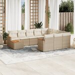 vidaXL Salon de jardin 11 Pièces avec coussins beige résine tressée