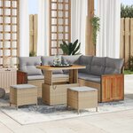 vidaXL Ensemble de canapé de jardin 8 Pièces Beige et Gris clair