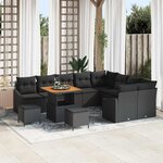 vidaXL Ensemble de canapé de jardin 12 Pièces Noir Poly rotin