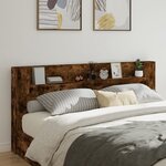 vidaXL Armoire tête de lit avec LED chêne fumé 220x16 5x103 5 cm