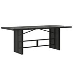 vidaXL Table de jardin avec dessus en verre noir résine tressée