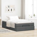 vidaXL Cadre de lit ottoman avec matelas gris foncé 120x200cm tissu