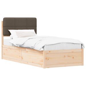 vidaXL Cadre de lit avec tête de lit rembourrée Taupe 100 x 200 cm