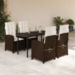vidaXL Ensemble à manger de jardin 5 Pièces et coussins marron poly rotin