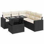 vidaXL Salon de jardin 6 Pièces avec coussins noir résine tressée