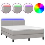 vidaXL Sommier à lattes de lit et matelas et LED Gris clair 140x200 cm