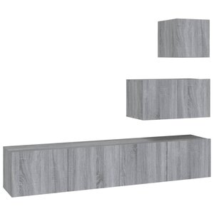 vidaXL Ensemble de meubles TV 4 Pièces Sonoma gris Bois d'ingénierie