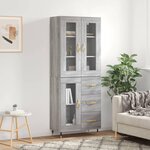 vidaXL Buffet haut Sonoma gris 69 5x34x180 cm Bois d'ingénierie