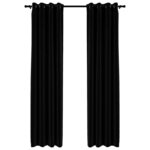 vidaXL Rideaux occultants Aspect lin avec œillets 2 Pièces Noir 140x245cm