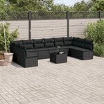 vidaXL Salon de jardin 11 Pièces avec coussins noir résine tressée