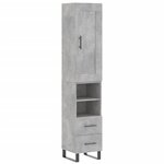 vidaXL Buffet haut Gris béton 34 5x34x180 cm Bois d'ingénierie