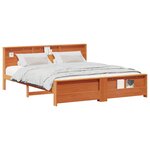 vidaXL Cadre de lit avec tête de lit Brun cire 200 x 200 cm Pin massif