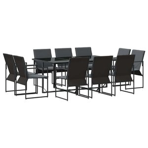 vidaXL Ensemble de salle à manger pour jardin 11 Pièces Noir Acier