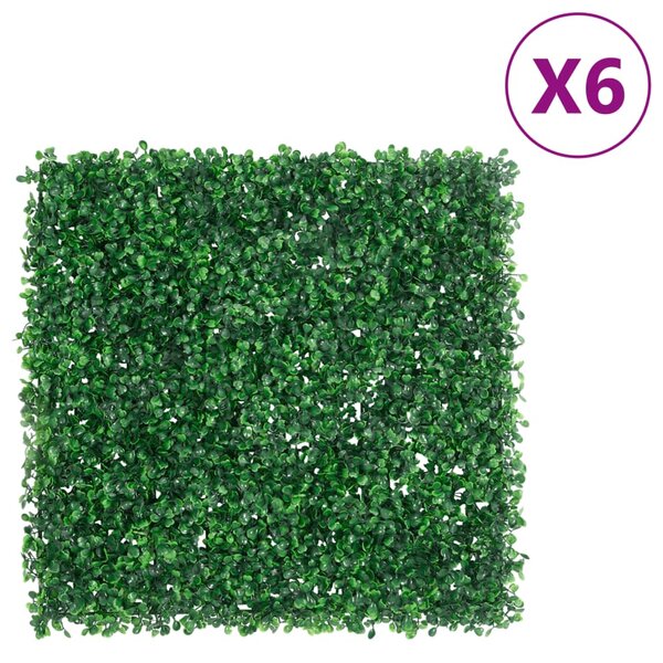 vidaXL Clôture à feuilles d’arbustes artificiels 6 Pièces vert 50x50 cm