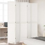 vidaXL Cloison de séparation 5 panneaux blanc bois de paulownia massif