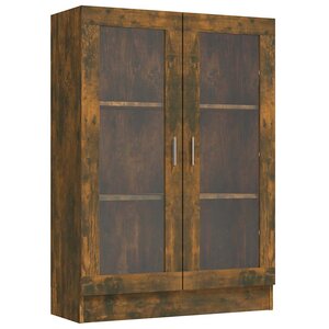 vidaXL Armoire à vitrine Chêne fumé 82 5x30 5x115 cm Bois d'ingénierie