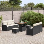 vidaXL Ensemble de canapé de jardin 9 Pièces Noir polyrotin