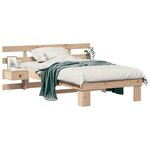 vidaXL Cadre de lit avec tête de lit Marron 90 x 190 cm Pin massif