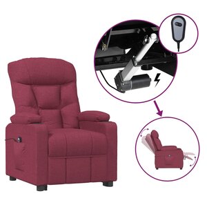 vidaXL Fauteuil inclinable électrique Rouge bordeaux Tissu